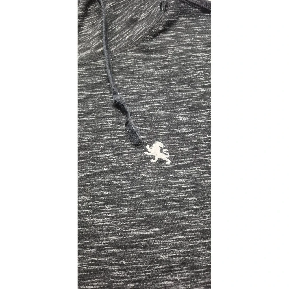 Express men's heather black front pocket hooded long sleeve shirt drawstring Lg.
